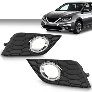 Pair Front Bumper Fog Light Lamp Frame Covers Fit For 16-19 Nissan Sentra New