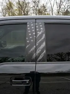 2PCS  B-Pillar Vinyl Wrap Set, Waterproof Car B Pillar Sticker Decal, Door Window Pillar Decals, Gloss Vinyl Car Wrap for SUVs Trucks Vans Vehicle (Flag Grayscale)