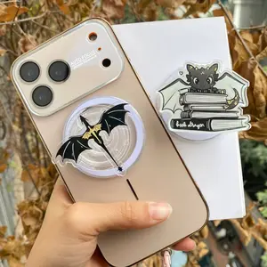 Shadow Dragon Phone Grip, Dark Fantasy Bookish Accessory, Black Dragon Wing Phone Stand, Romantasy Inspired Gift for Readers, Gothic Book Lover Decor, Dragon Rider Aesthetic Kindle Grip