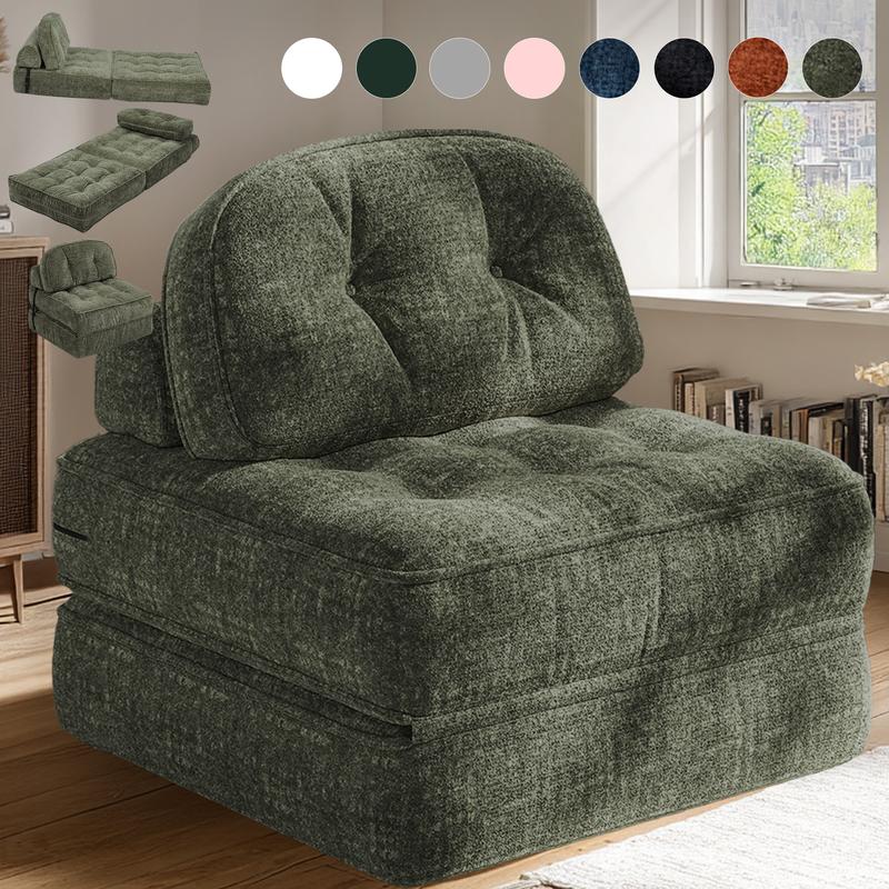 [New Year Deals] Folding Boneless Sofa Bed with Pillow, Convertible Comfy Couch Bed for Adults Home Lounge and Gaming, Modern Comfortable Design for Apartment Living Room Bedroom, Single, Smooth Velvet,Xmas Gifts for Everyone: Kids, Him, Her, Mom & Dad