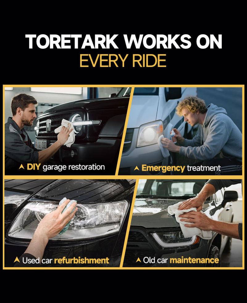 Toretark Valentine's Day Gift for Men, No-Sand Car Headlight Restoration Kits (100ML Cleaning Solution + 20ML Crystal Coating Agent), Repairs Oxidized And Yellowed Headlights, Crystal Clear Coating, Car Care Product