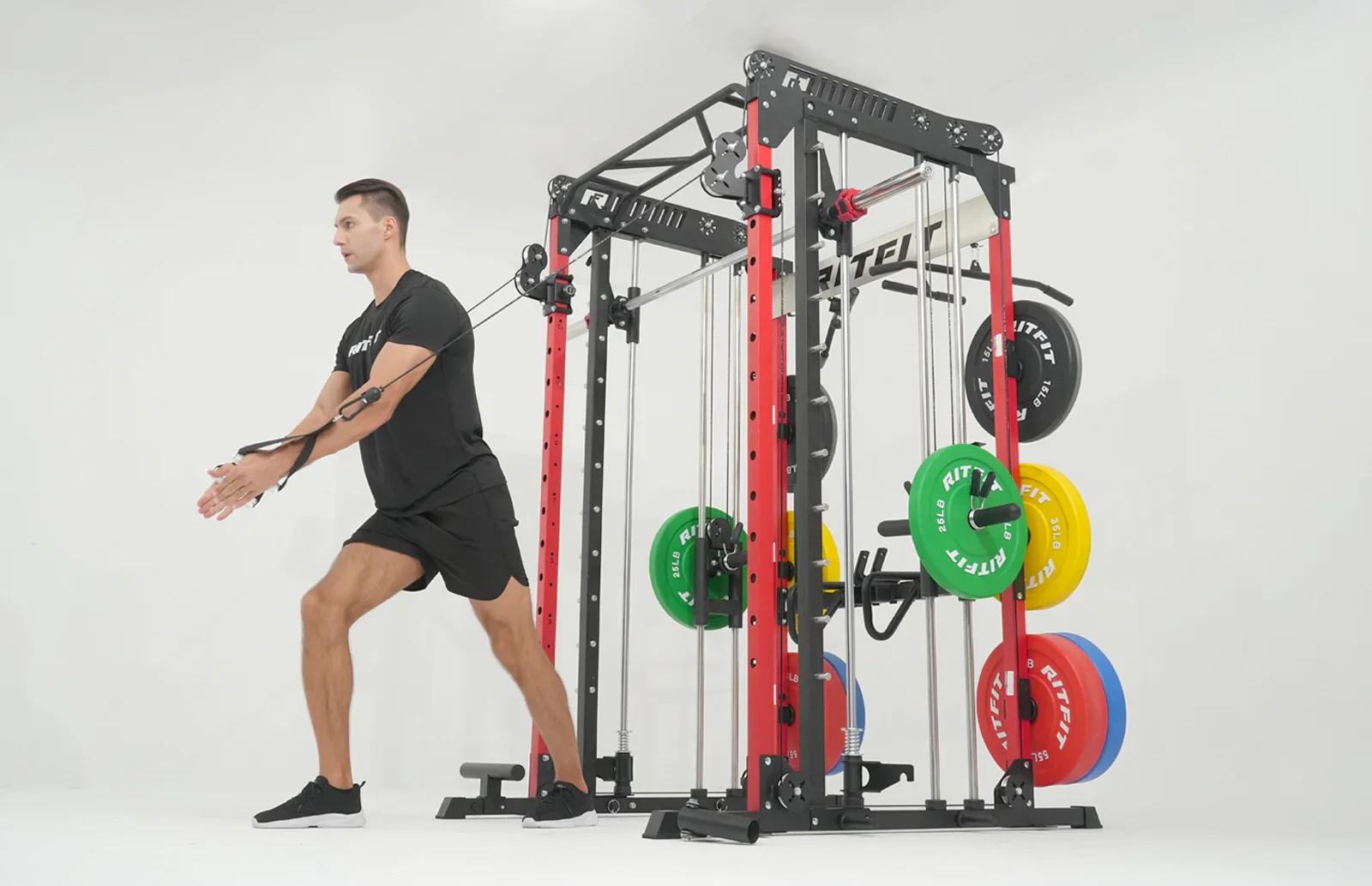 RITFIT M1 2.0 Pro Multi-functional Smith Machine with Powerful Storage System & Smooth Cable Crossover System for Home Gym Workouts