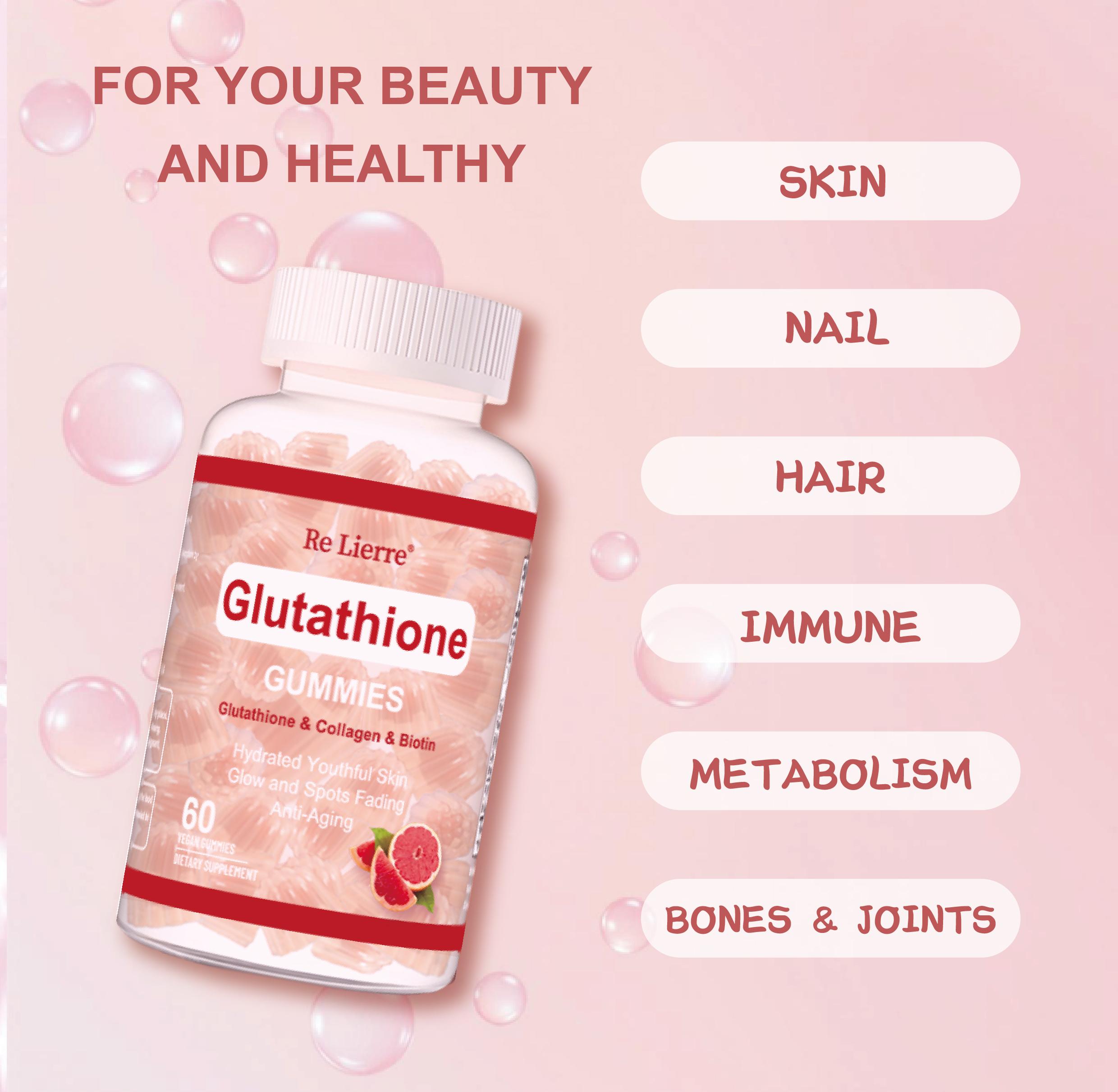 【clearance price】  Re Lierre Collagen Peptide Gummies for Women & Men Sugar-Free 1500mg Protein Types I II III V X 5000mcg Biotin Methylated B12 Vitamins A C D E B8 for Skin Hair Nails Bone 60 Gummies Strawberry flavor and grapefruit flavor