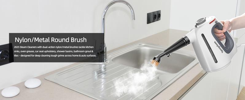 Spurgehom 550ML Large Capacity Handheld Steam Cleaner - Multi-Surface Steamer with 11-Pc Tools & Safety Lock for Efficient Cleaning of Floors, Upholstery, Car Interiors & Home Surfaces