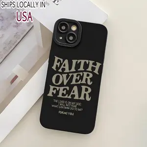 Fashion Creative Faith Over Fear Design Phone Case, Anti-collision Phone Protective Cover, Phone Accessory Compatible with iPhone 11 12 13 14 15 16 Series