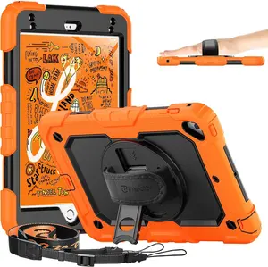 Timecity for Ipad Mini 5Th/4Th Generation Case 7.9'', for Ipad Mini 5/ Mini 4, Heavy Duty with Screen Protector, Kickstand Hand/Shoulder Strap Pencil Holder- Orange