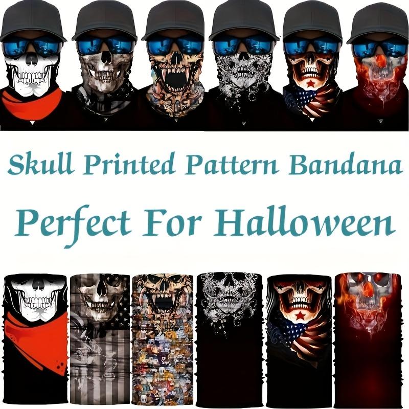 6pcs Halloween Face Mask Set - Universal Breathable Skull Bandana for Men Motorcycle Cycling Skiing Party Elastic Balaclava Neck Gaiter Shields Scarves Headbands Headwear