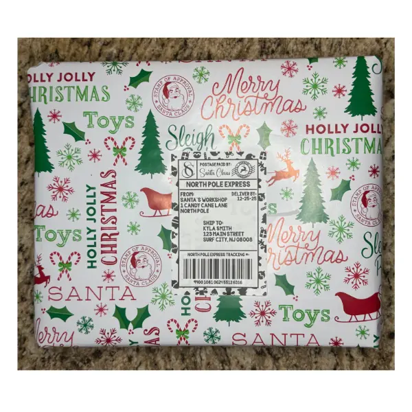 Personalized Santa Christmas Gift Tag Stickers , Custom Name Label Stickers, Holiday Present Labels, Xmas Gift Stickers, Winter Shipping Label