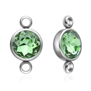 10pcs Grade A August Peridot Green Birthstone Links, Stainless Steel, Non Tarnish, 10mm, CCP36-8