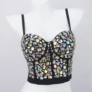 【Valentine Gift】Rhinestone Bustier Crop Top for Women - Sparkly Crystal Corset Top for Party Club Night Out Multiple colors are available