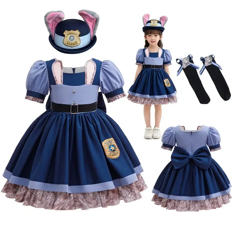 Cosplay Costume: Girl Police Officer Bunny Dress with Belt, Suitable for Carnival Parties, Cosplay Movie Uniforms, Birthdays