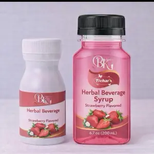 BKJ Strawberry Beverage Syrup Herbal Flavored Sweet Set 6.7 oz 200 mL