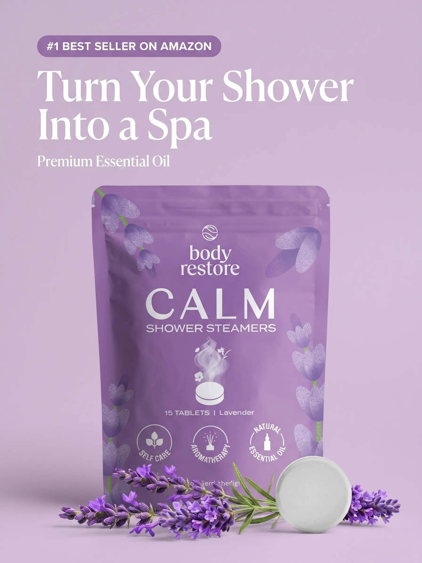 Body Restore Shower Steamers Aromatherapy 15 Pack – Fathers Day Gift for Dad, Luxury Spa Gifts for Men, Relaxation Stress Relief Self Care – Premium Lavender Essential Oil Tablets Body Hygiene Products Skin Repair