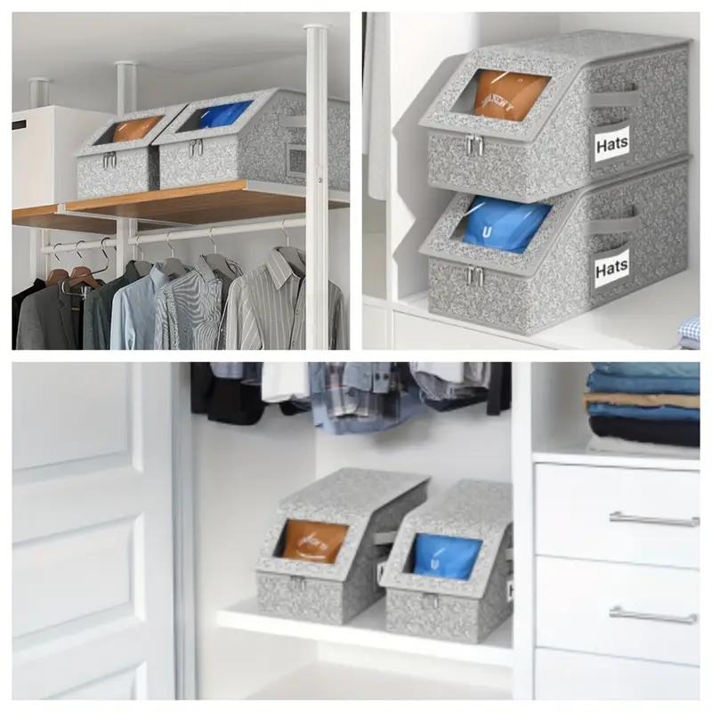 Stackable Hat Storage Boxes for Baseball Caps, Holds Up to 24 Hats, Durable Cardboard Box for Men, Classic Style, mens gifts，Wardrobe Organizer，hat