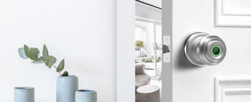 Fingerprint Door Lock, Smart Fingerprint Door Knob with Lock, Biometric Door Locks with App Control & Key, Keyless Thumbprint Entry Door Locks for Bedroom, Front Door, Home, Apartment-Silver