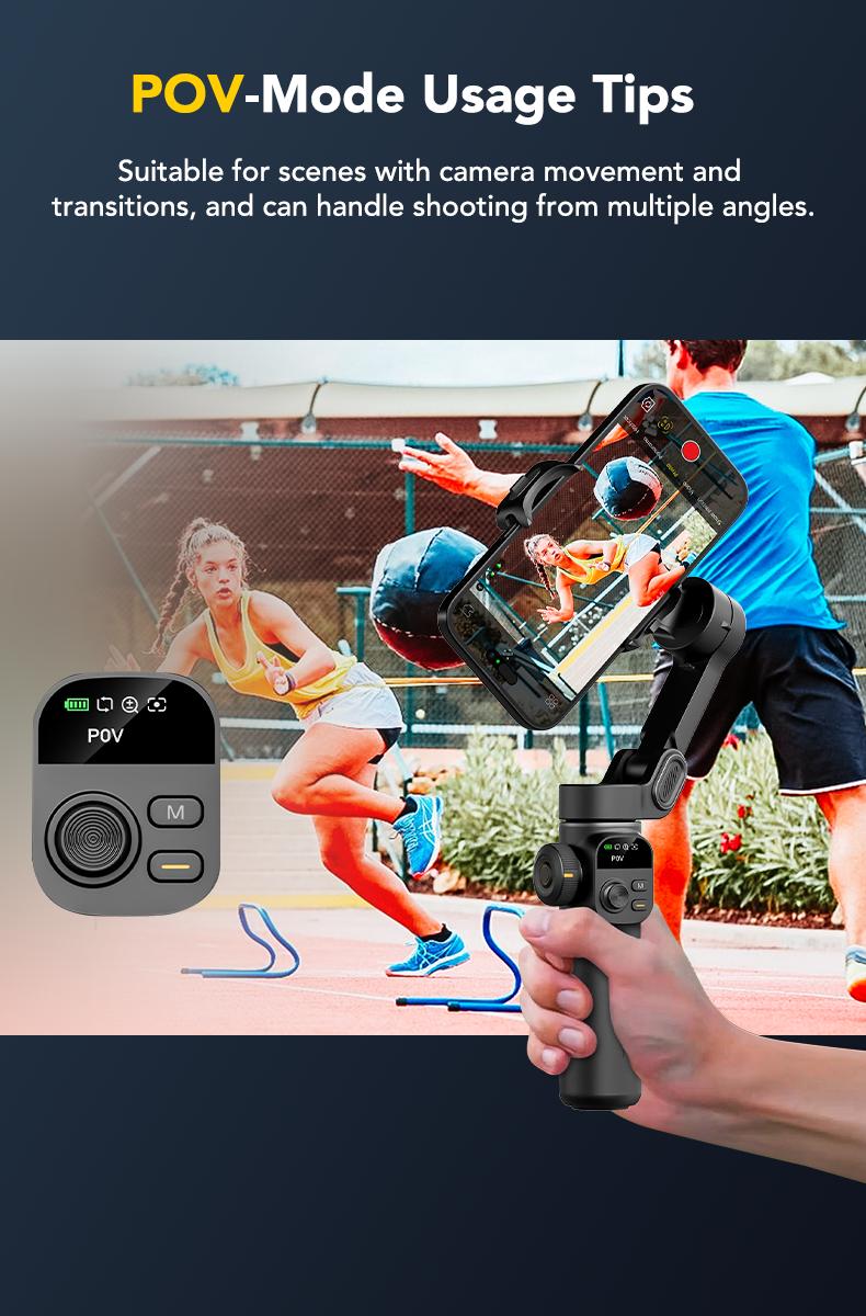 AOCHUAN Gimbal Stabilizer for iPhone, 3-Axis Smartphone Gimbal Built in 7.8' Extension Rod, Portable Gimbal Stabilizer w/OLED Display for iPhone/Android, Perfect for TikTok YouTube Vlogging-Smart X2-2