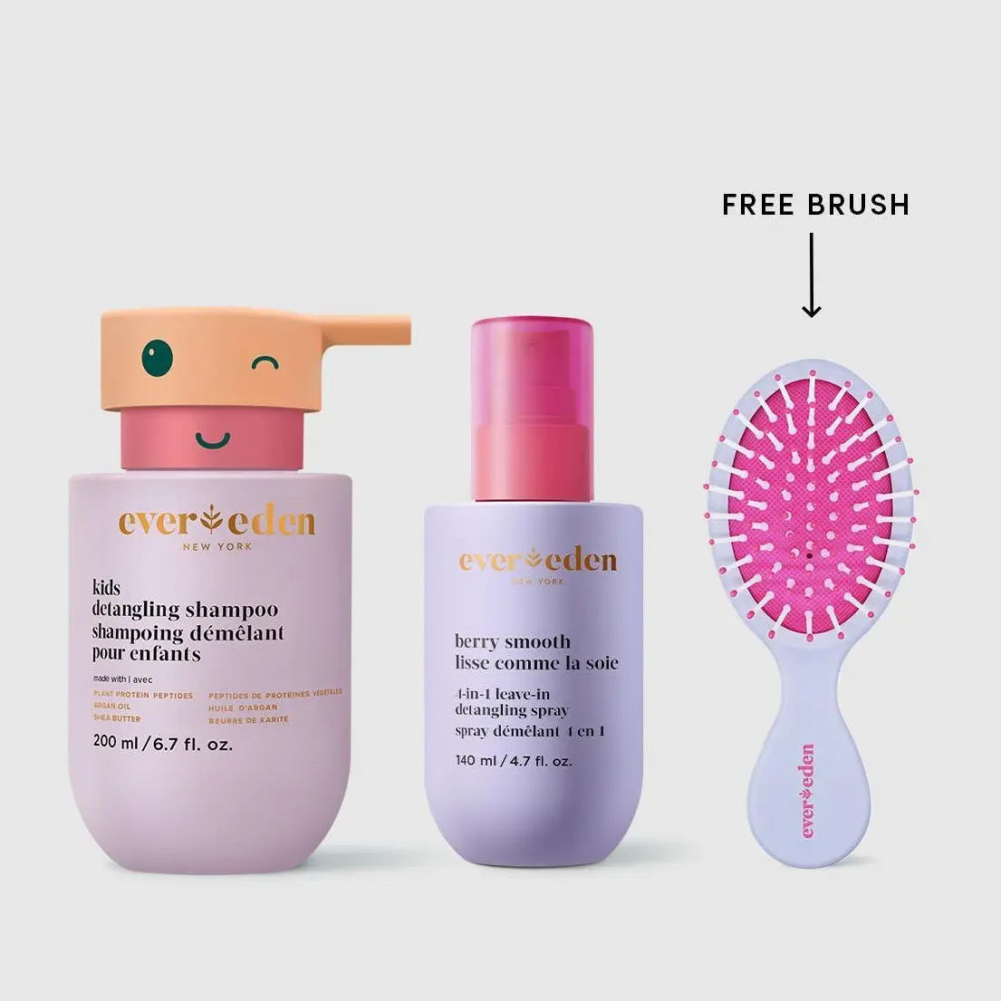 Evereden – Smooth & Shine Duo | Kids Shampoo & Detangling Spray | For Ages 3+