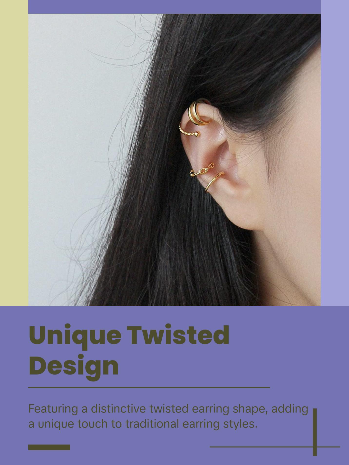 Simple Hollow Chain Twisted 925 Sterling Silver Non-Pierced Earrings(Single)