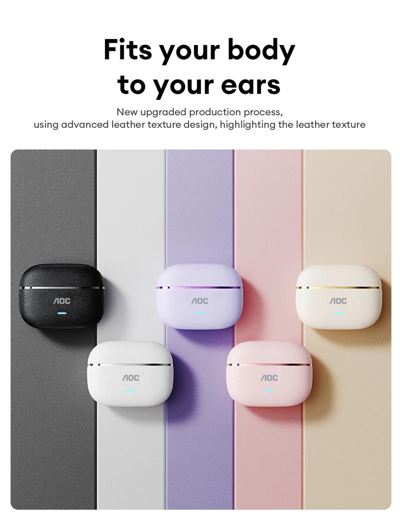 AOC ACD1501 Clip-On Wireless Headphones with 2026 Bluetooth 6.0, Faster & Stable Connection, Low Power Use, IPX5 Waterproof Audio Earbuds for Music & Calls, Comfortable for Sports & Workouts