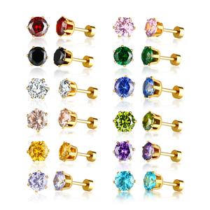 MP 14k Gold Diamond Stud Earrings Cubic Zircon Screw Back Hypoallergenic Ear Jewelry for Women trendy jewellery accessory halo birthday valentine anniversary gift