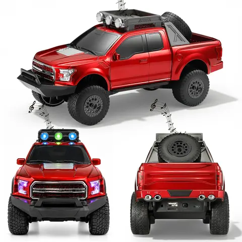 WSTER WS-589 Large Pickup Truck Portable Wireless Bluetooth Audio Speaker - TWS Pairing, LED Lights, FM Radio, USB Input, TF Card, AUX Playback, Built-in Li-ion Battery, Deep Bass, 2-Way Function, 20kHz Frequency, Recharge & Roam, Gift for Car Lovers