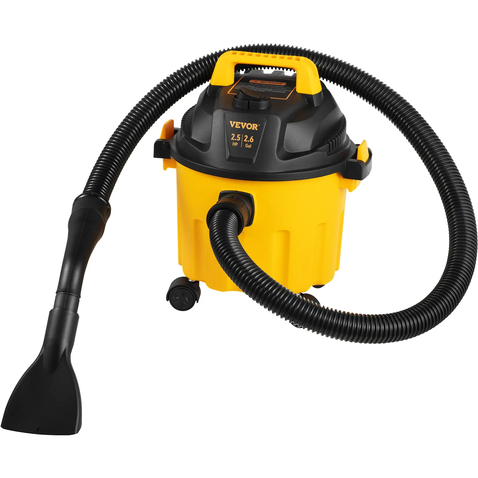 【summerfinds】VEVOR Wet Dry Vac, 2.6 Gallon, 2.5 Peak HP, 3 in 1 Portable Shop Vacuum with Blowing Function, Attachments Storage, Perfect for Cleaning Floor, Upholstery, Gap, Car, Black/Yellow, ETL Listed,dorm essentials,home essentials