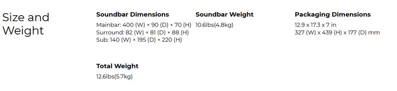 ULTIMEA Aura A40 7.1ch Virtual Surround Soundbar for Small Rooms- 4 Wired Surround Speaker, 4-inch Subwoofer, Smart App Control, Remote, for Compact Home Theaters, TV, MobilePhone, PC, Sleek Wall-Mountable, Apartment, Flat