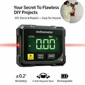 3-in-1 Magnetic Digital Laser Level & Angle Finder, Easy-to-Use 360° Alignment Tool for Newbies and Solo Dwellers, Essential Gadget for DIY Lovers and Professional Contractors