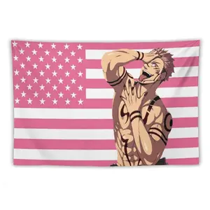 Gojo Satoru Jujutsu Kaisen wall tapestry poster for college dorm cave bedroom living room office party decoration gift Decorative  Linen Peach