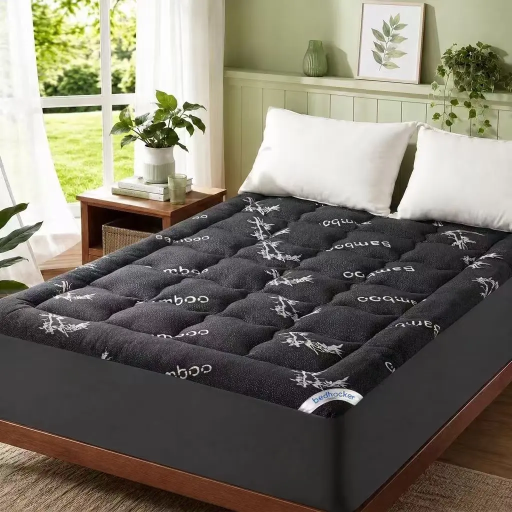 Bamboo Mattress Topper Queen – Breathable Fitted Sheet Style, Deep Pocket for 18" Mattress, Soft & Fluffy for Home Bedding Mattress Topper Bed Topper Fitted Mattress Pad Bed Pads