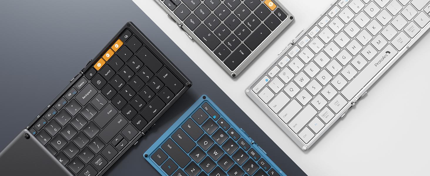 ProtoArc Foldable Keyboard and Mouse, XKM01 True Full-Size Folding Wireless Keyboard Mouse Combo for Business Travel, a Portable Office Suite On-the-Go, Compatible with Laptop iPad Tablet,summerwins