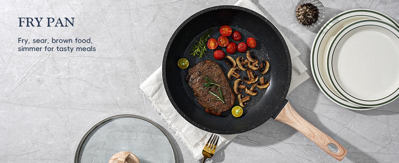 SODAY 12pcs Pots and Pans Set Non Stick Kitchen Cookware Sets Induction Cookware Nonstick Granite Cooking Set with Frying Pans, Saucepans, Kitchenware,stock up on specials,Valentines Day gifts