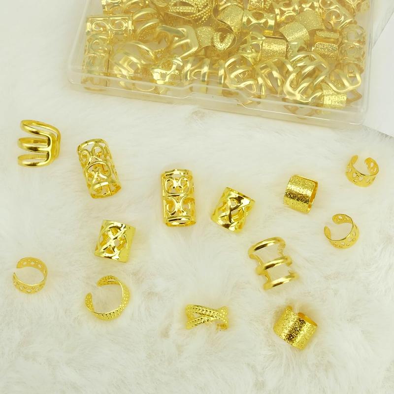 CHRISTMAS GIFT 60PCS Gold Hair Jewelry for Braids & Dreadlocks – Adjustable Hair Cuffs, Braid Rings & Loc Charms for Women’s Hair Accessories & Styling