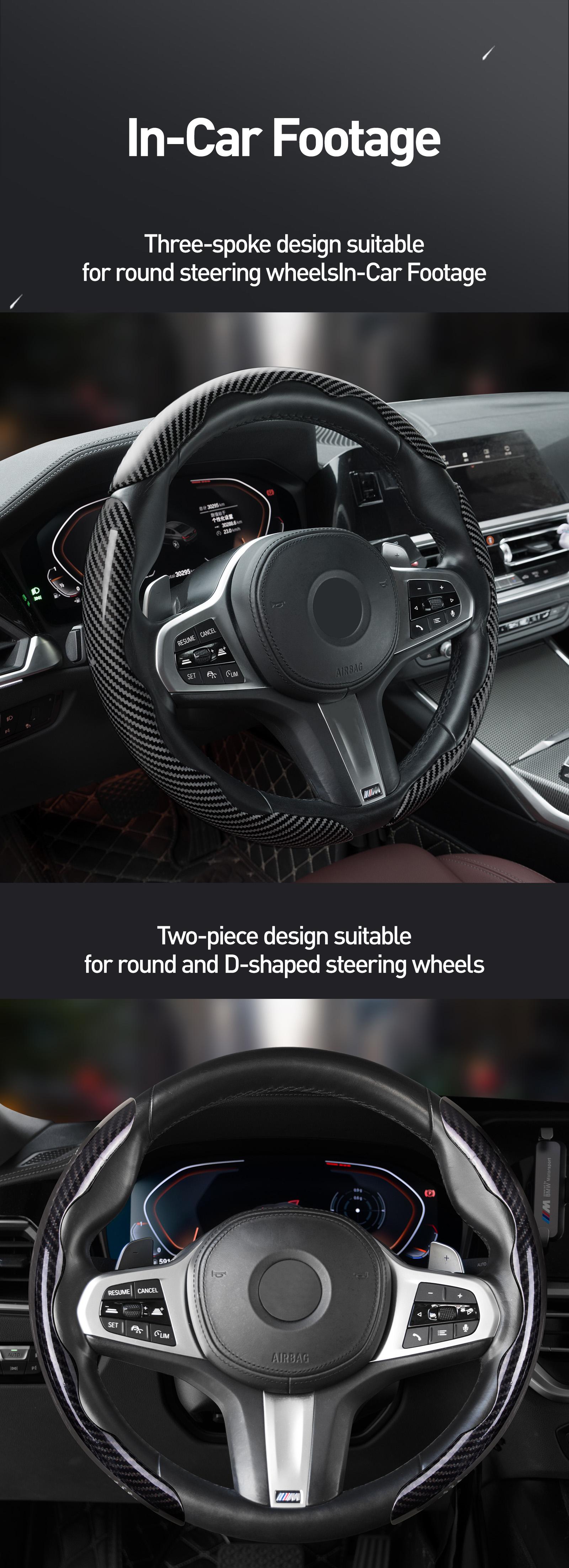 Car Steering Wheel Cover, Non slip Design Steering Wheel Protector, Universal Car Steering Wheel Cover for 15 Inch, Decor Gadgets, Car Accessories, Men Gifts, Car Essentials, Vehicle, for Racing anti slip sport all season use