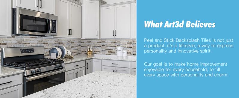 Art3d 10-Pack 12"x12" Peel and Stick Marble Backsplash Tiles, Self-Adhesive for Kitchen, Bathroom, Laundry Room Removable Wall Decorative Wall Sticker