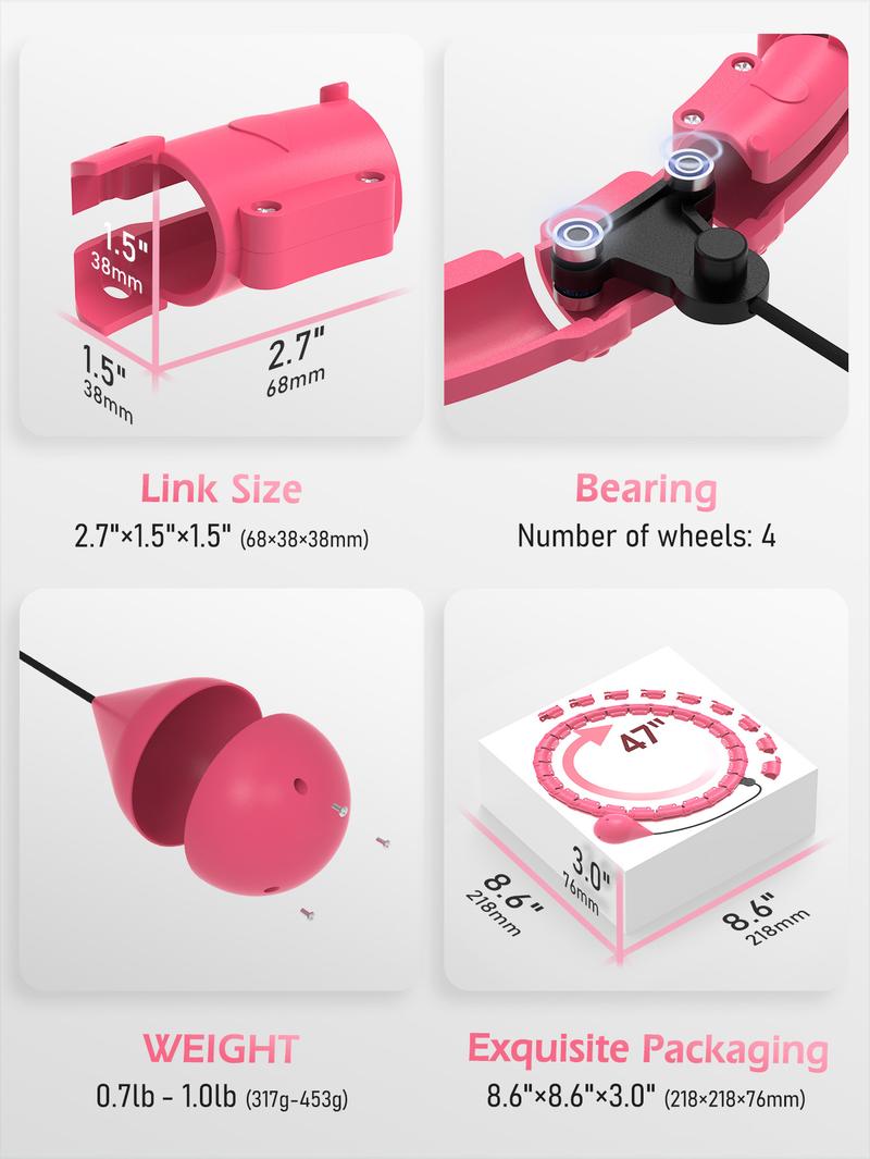 JLoibao Smart Weighted Fitness Hoop Plus Size Adult 2-in-1 Infinite Ring 24 Detachable Sections Durable Low Noise Home Training Equipment