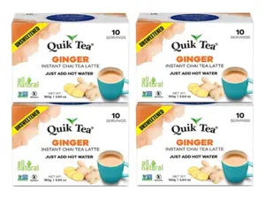 QuikTea Unsweetened Ginger Chai Latte - 40 count (4 boxes of 10 each)