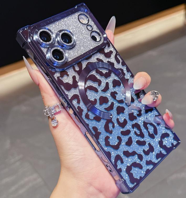 Compatible with for iPhone 17 Pro Max/16 Pro/15 Pro/14/13 Glitter Leopard Print phone case - HN1217-10