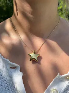Chunky Star Pendant Necklace - Stainless Steel