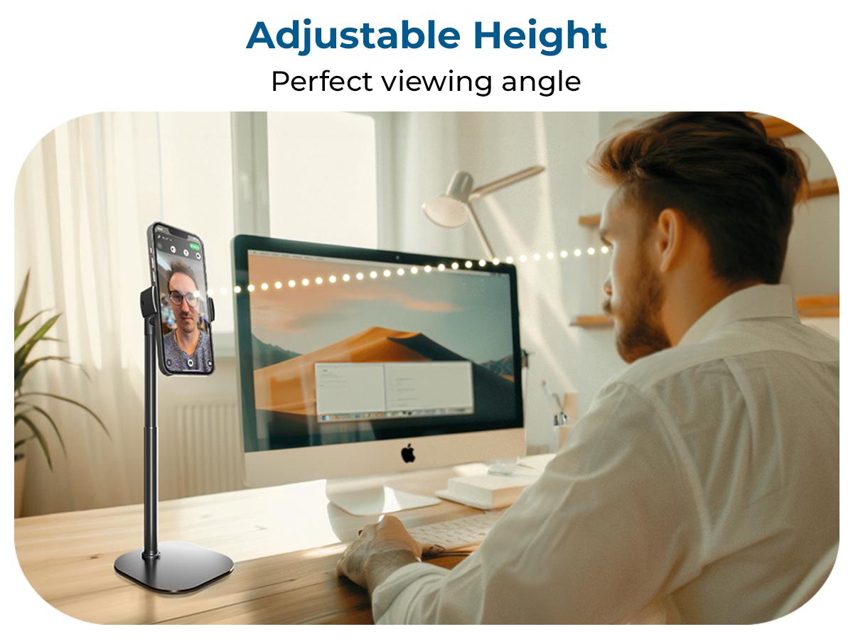 Cooper ChatStand -  Height Adjustable 9-14" Smartphone Holder for Desk Setups, Filming, Video Recording. 360° Rotation & 50° Tilt. Adjustable extendable phone tripod Cellphone mount stand