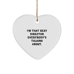 Funny Director Heart Ornament Gifts from Men to Friends, Unique Christmas Unique Gifts for Director, Heart Shaped White Ornament