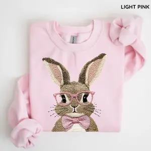 Retro Easter Bunny PRINT Sweatshirt, Vintage Happy Easter Shirt, Funny Bunny Sunglasses Easter Holiday Gift