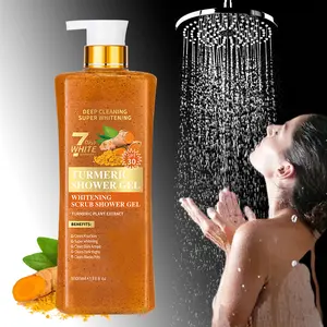 Turmeric & Orange Vitamin C Body Wash with Cocoa Seed Exfoliating Scrub – Smooths Uneven Skin Texture, Daily Body Cleanser, Family Size 1000ml / 33.8oz