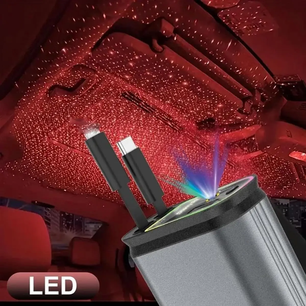 Star Top 4-in-1 retractable fast charger, suitable for iPhone and Type-C, dual USB ports, charge four devices at the same time