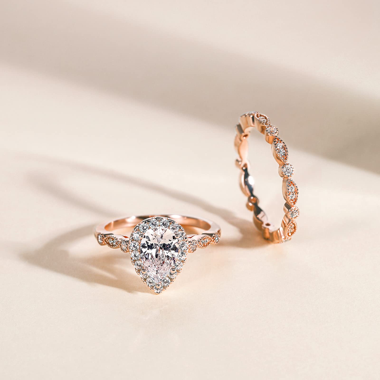 EAMTI 1.5CT 925 Sterling Silver Bridal Ring Sets Teardrop Cubic Zirconia Wedding Bands for Women EAMTI 1.5CT 925 Sterling Silver Bridal Ring Sets Teardrop Cubic Zirconia Wedding Bands for Women