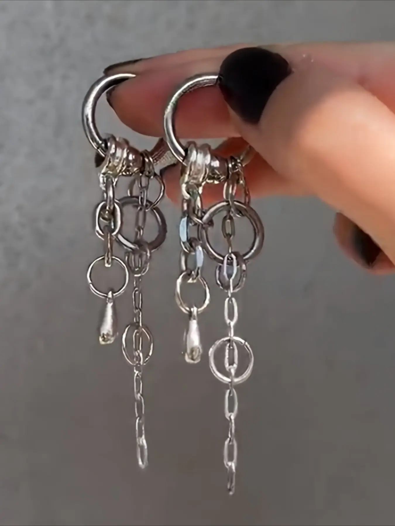1 Pair Hip-Hop Trendy Metal Chain Long Dangle Earrings, Fashion Jewelry Party, Dangling Earrings, Punk Rock Unisex Party Street Style, Ear Hook Design