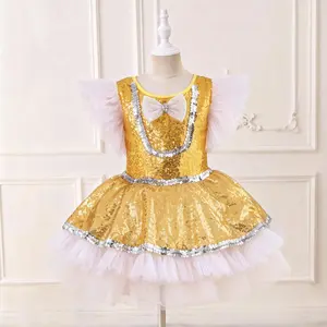Ballet Tutu Dress Gold Sequin & Silver Trim Dance Recital Dress