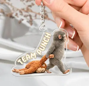 Team Punch Keychain, Punch The Abandoned Baby Monkey, Gift For Kid