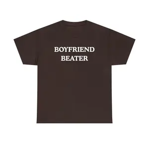 Unisex Heavy Cotton T Shirt Featuring Boyfriend Beater Design Funny Gift for Women