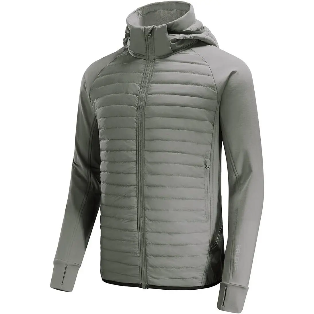 Baleaf Men's Lightweight Warm Puffer Jacket - Winter Thermal Hybrid Hiking Tops, Water-Resistant Packable Fabric, Small Size Option, Warmer Design, Adjustable Hem, Functional Pockets